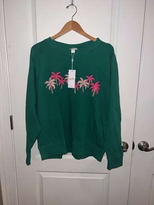 NWT Lilly Pulitzer XL Ballad Sweatshirt Fiddle Leaf Green Palm Trees