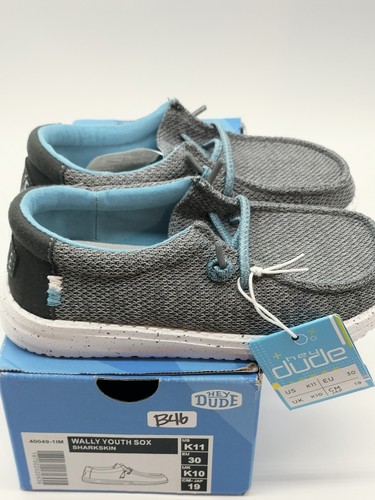 Hey Dude Wally Youth Sox K11 Kids Sharkskin New With Box #40049-1 - Picture 6 of 15