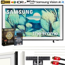 Samsung 43" The Frame QLED 4K AI Smart TV 2025 w/ White Bezel Protection Bundle