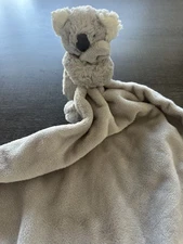 Jellycat Benji Snugglet Koala Soother Security Blanket Lovey Baby Grey White