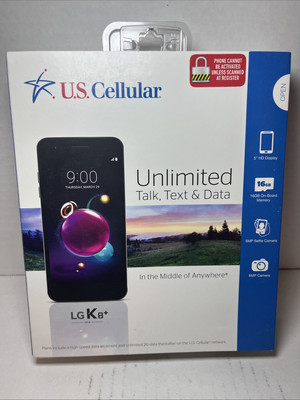 U.S. Cellular LG K8+ Black - 16 GB 5  HD Display 5MP & 8MP Cameras No Contract!