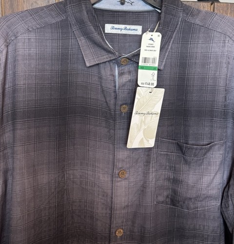 Tommy Bahama LARGE MADERA OMBRE SILK Camp Shirt ultimate Grey $148 - Picture 3 of 15