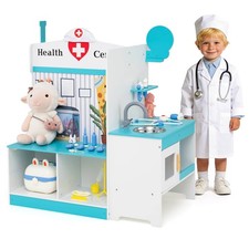 Kids Doctor Play Set w/Faucet, Sink, ECG Monitor, Body Parts Diagram, Clock