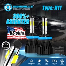 4-sides H11 LED Headlight Bulb White Low Beam Kit 330000LM Super Bright 6500K 2x