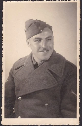 Vintage RPPC Studio Photograph Of Soldier Military Int WW2 Social History