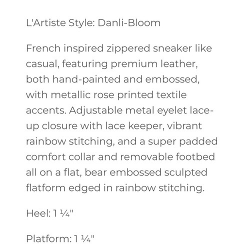 L’Artiste Danli-Bloom Sneaker Shoe in Olive Multi Size 38 US 8 - Picture 10 of 11