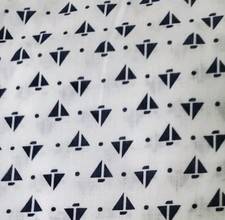 Nautical Sailboat Cotton Fabric BTHY Navy Blue Boats on White Crafts Sewing