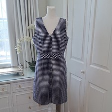 NWT J.Crew Factory Womens Navy/White Gingham Check Seersucker Dress 8