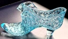 Fenton Daisy and Button Queen Cat Glass Slipper Shoe Blue Collectible vintage