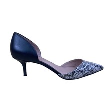 Zapatos de salón Enzo Angiolini para mujer de cuero gris negro con estampado de piel de serpiente talla 7,5 M