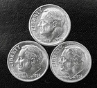 1952 P-D-S 10c SILVER Roosevelt Dimes  GEM BU w/Strong Strike FREE SHIP  (R189)