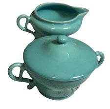 Vintage Fiesta TURQUOISE Homer Laughlin Set Fiestaware Tea cup Saucer 1936-1951