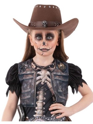 Kinder Skelett Cowboy Hut Wild West Rodeo Halloween Jungen Mädchen Cowgirl Fancy