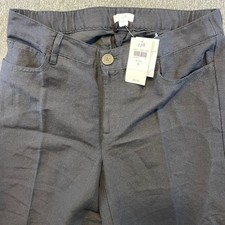 NWT J Jill Wide Leg Cropped Pants Elastic Waist Casual Linen Blend Black 6