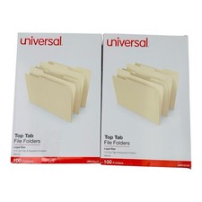 200 Folders Universal Legal Size Manila File Folders 1/3 Cut Top Tab