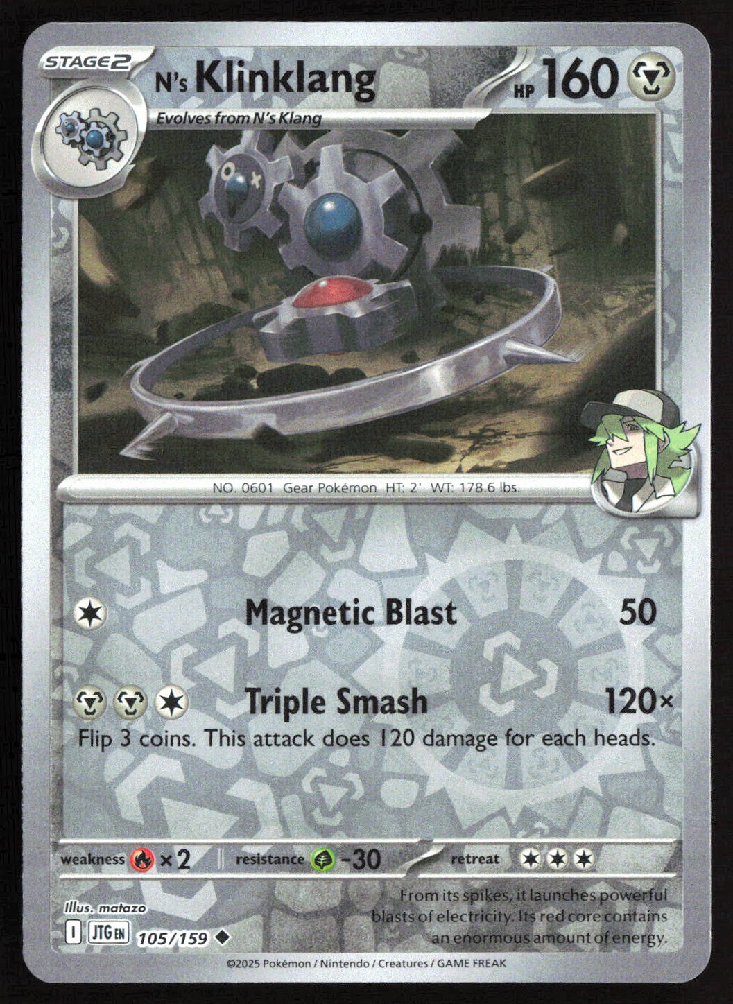 Pokemon TCG - N's Klinklang Reverse Holo SV09: Journey Together 105/159 NM