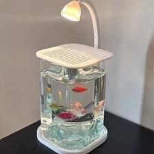 LED Light Goldfish Tank Small Fish Tank Acrylic Landscape Fish Tank with Lid