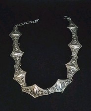 Gothic Victorian Silver Panel Choker Necklace Adjustable 12.5"-14.5" NWOT