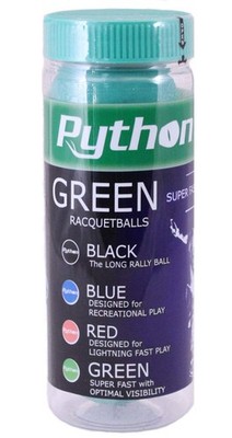 Python 3-Can (Green) Racquetballs (Super Fast w/Optimal Visibility)