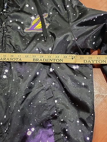 LA LAKERS GALAXY NBA SPACE HOODIE JACKET Xl Puffer Authentic SHINE BLACK ' - Picture 10 of 13
