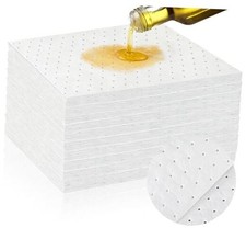 50 Pack Oil Absorbent Pads, 9.8 x 13 Inch Oil Spill Mat, Weight Dimpled White