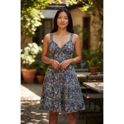 Patagonia Margot Dress Geometric Leaf Print Shelf Bra Large Normcore Athletic