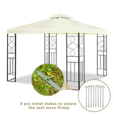 Costway 2 Tier 10'x10' Patio Gazebo Canopy Tent Shelter Awning Steel Frame