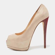 Giuseppe Zanotti Beige Suede Sharon Peep Toe Platform Pumps Size 38