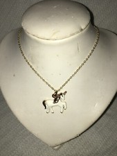 Adjustable 18.5-22.5 inch Gold tone Chain with White Unicorn Fashion Necklace