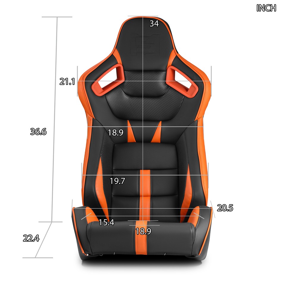 Orange Razor Seats VIPER-Series Universal PVC Leather Reclinable Black-Orange Racing Seats ...