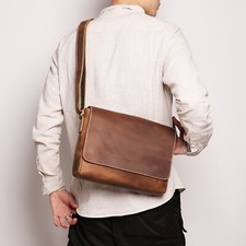 Herren Leder Umhängetasche Retro Messenger Tasche Verstellbarer Riemen