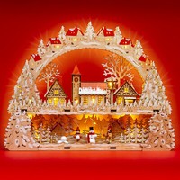 Sikora LB08 Beleuchteter Led Holz Schwibbogen Lichterbogen Winterdorf Mit Trafo