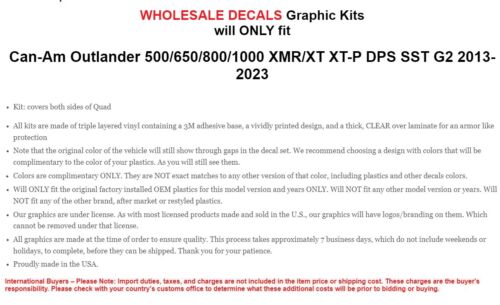 ATV Graphics kit Decal for Can-Am Outlander 500/650/800/1000 2013-2023 REAP Y - Bild 3 von 3