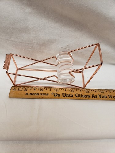 Rose Copper Gold/Lucite Modern Wire Frame Desktop Tape Dispenser - Picture 3 of 6
