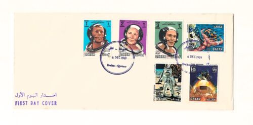 Qatar 1969 First Day Cover Apollo Moon Mission Space Science Astronaut Nasa Fdc