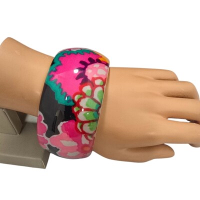 Women's Floral InlayMulti Color Wide Bangle Bracelet NWOT