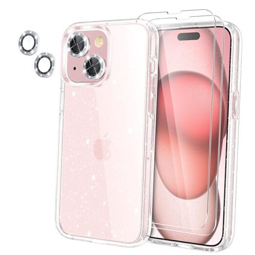 Glitter Case for 6.1'', with [2 Pack] Screen Protector & [2 iPhone 15 Clear