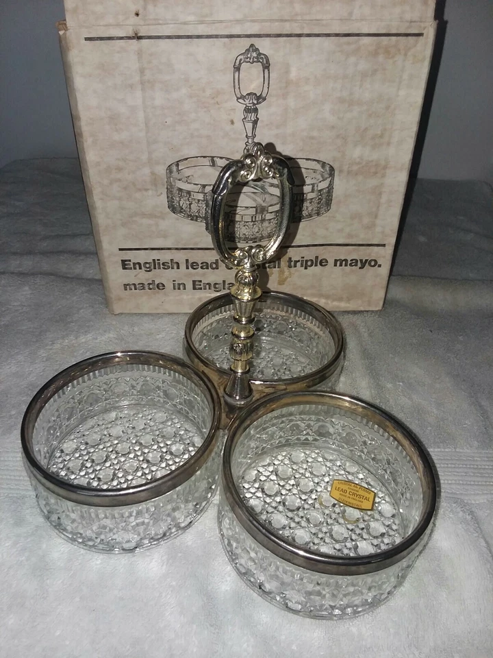 Bleikristall lead crystal triple mayo made in England  - Image 4 of 4