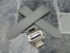 New 23mm PU Rubber Strap Buckle Watch Band Set CARTIER SANTOS 100 XL Grey x1