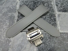 New 23mm PU Rubber Strap Buckle Watch Band Set C CARTIER SANTOS 100 XL Grey x1