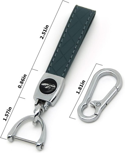 Genuine Leather Universal Car Keychain Set Key Ring Lanyard Blue-Gray Style 1 - Picture 4 of 11