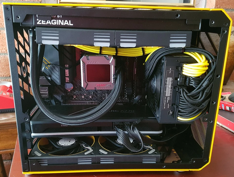 UFDtech Custom Yellow Black M-ATX Gaming PC  - Ryzen 5700X3D / Intel Arc A770 - Image 2 of 4