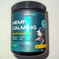 Calming Chews for Dogs Anxiety Relief Vetrica Chicken Flavor 130 Ct Exp 01/2026