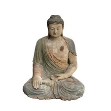 24.5" Chinese Rustic Wood Sitting Meditation Shakyamuni Buddha Statue ws2709