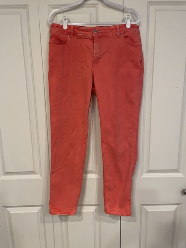 Chicos So Slimming Pants~Women Size 2.5~Coral Straight Leg Skinny Mid Rise Fit