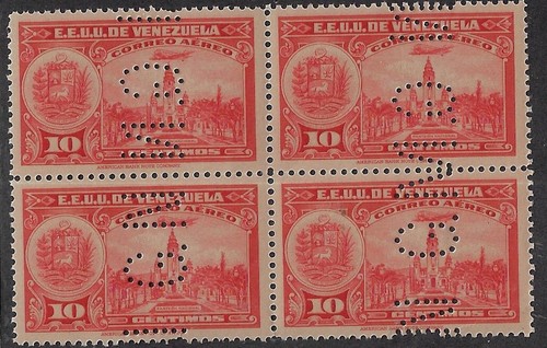 Venezuela: 1938; Scott C093, Official, block 4, 2 different line GN, EBV763 - 第 1/2 張圖片