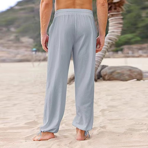 Mens Summer Baggy Harem Pants Wide Leg Elastic Waist Loose Casual Yoga Trousers - Bild 8 von 21
