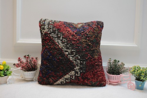 Sofa Pillow Case, Throw Kilim Pillow, 16x16 inc Kilim Pillow, Organic Wool Pillo