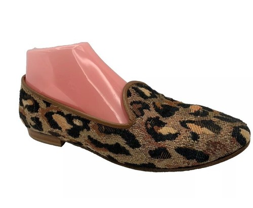 Print Smoking Slippers Loafers Brown Black women Size 8 M leather - Picture 7 of 11