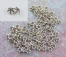100 Sterling Silver 3.5mm Daisy Spacer Beads